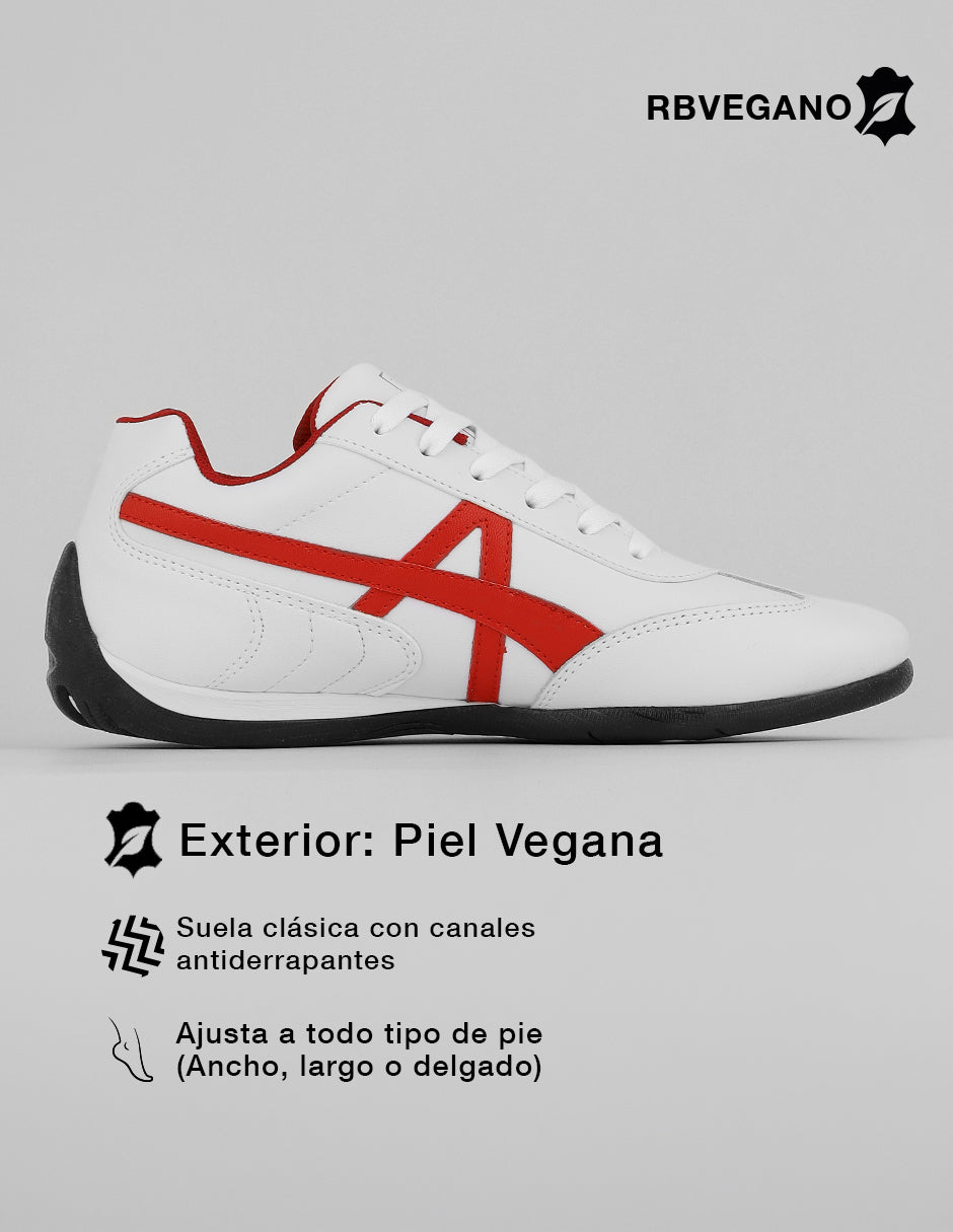 Tenis con cordones  Sam en Piel vegana – Blanco