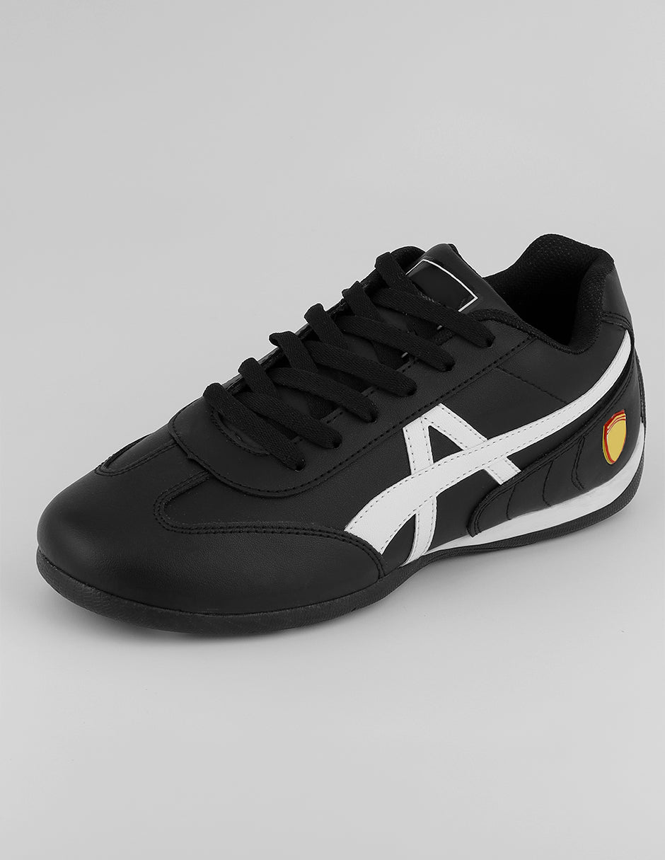 Tenis con cordones  Sam en Piel vegana – Negro