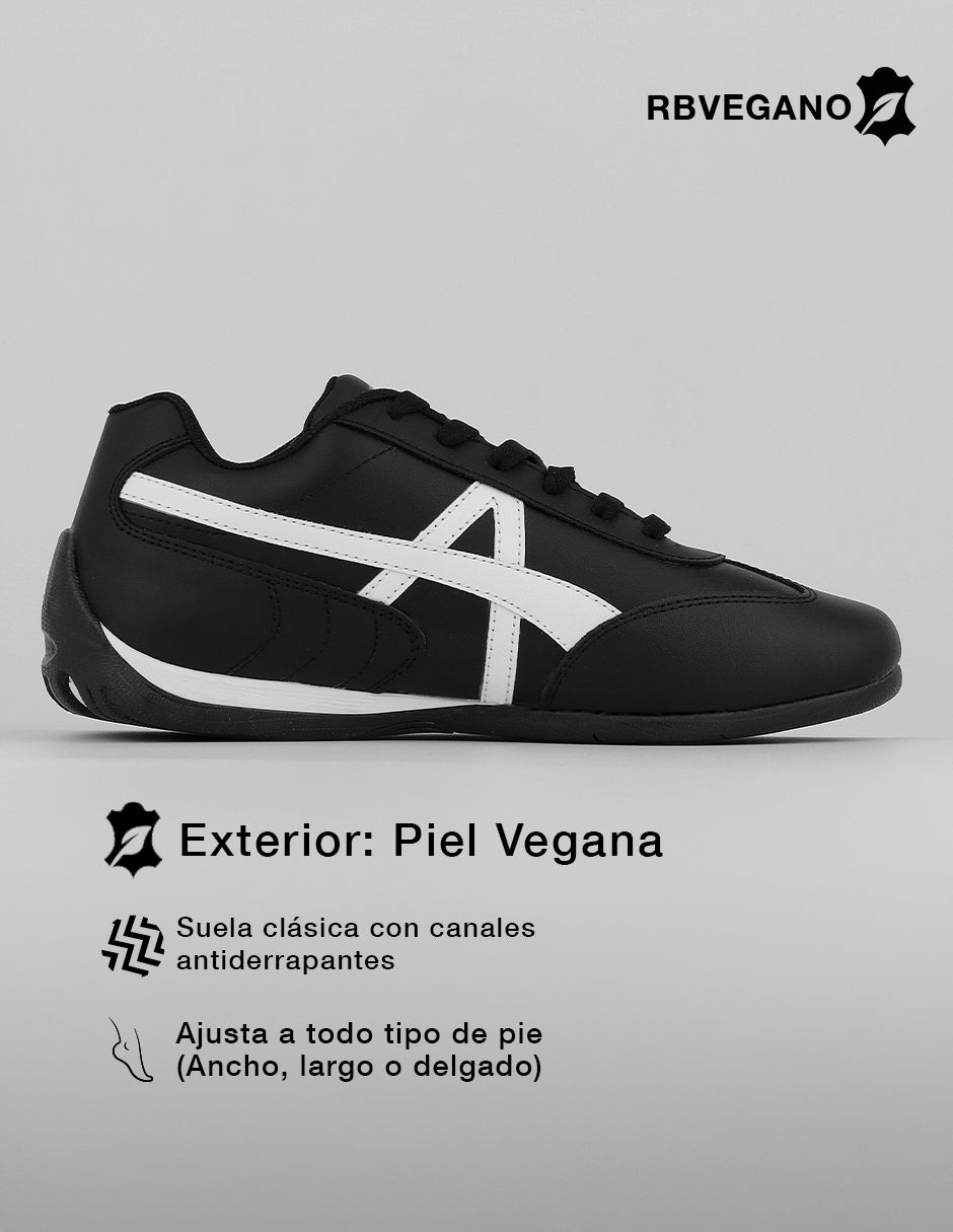 Tenis con cordones  Sam en Piel vegana – Negro
