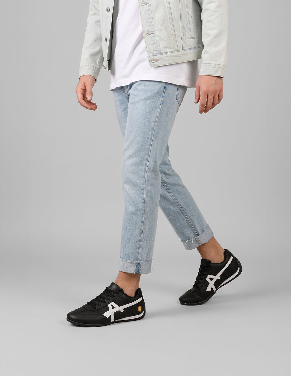 Tenis con cordones Sam en Piel vegana – Negro