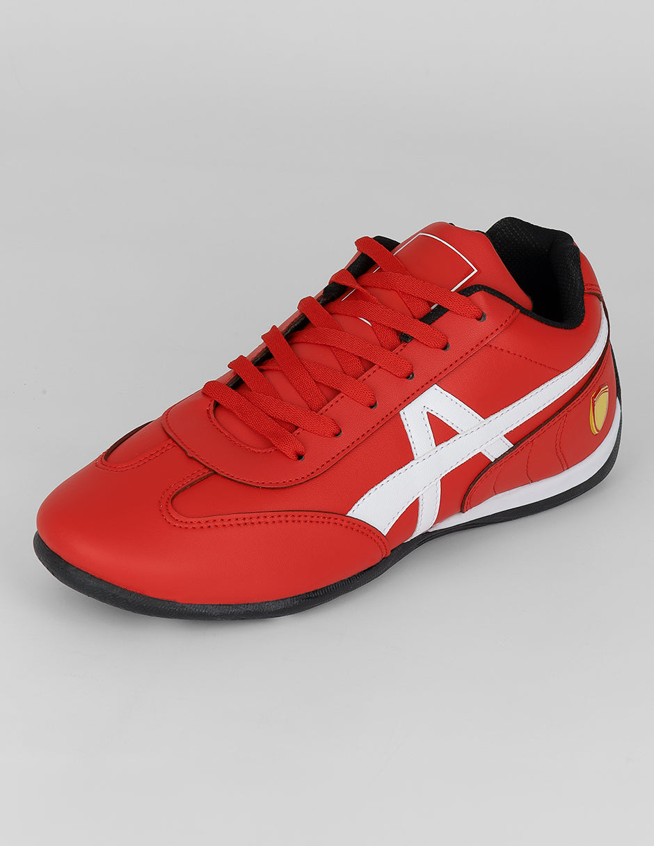 Tenis con cordones Sam en Piel vegana – Rojo