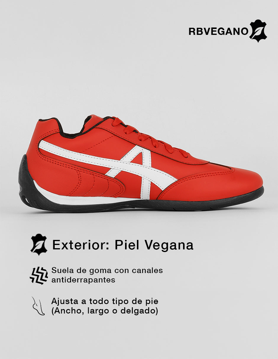 Tenis con cordones  Sam en Piel vegana – Rojo