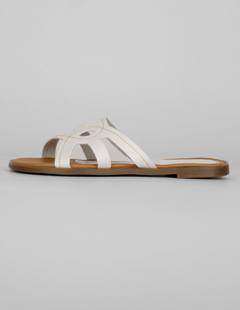 Sandalias de piso Exterior Piel vegana Color Blanco Para Mujer De RBBASICS