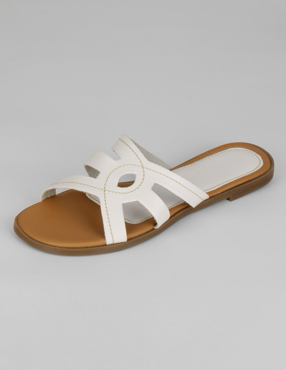 Sandalias de piso Soft en Piel vegana – Blanco