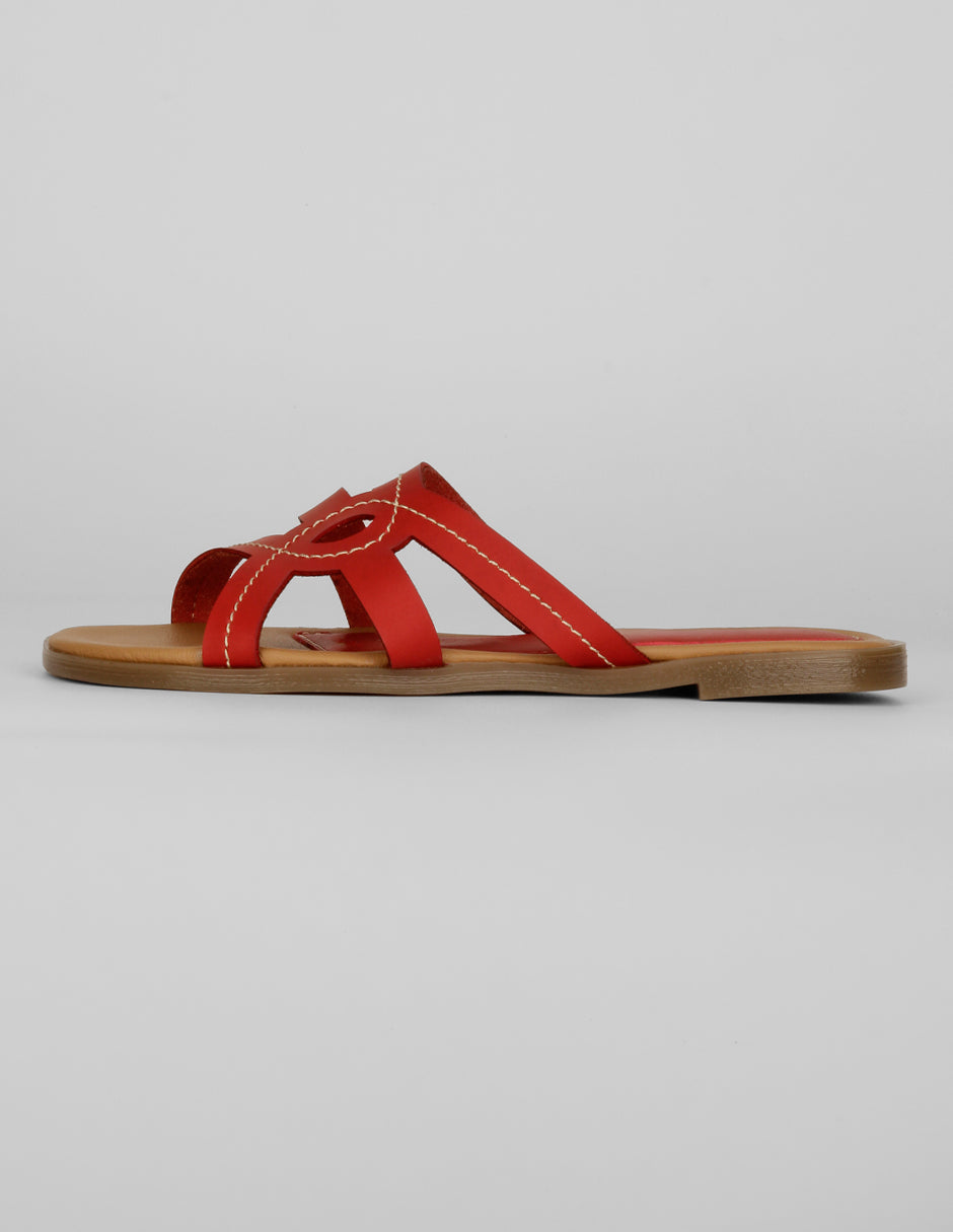 Sandalias de piso Exterior Piel vegana Color Rojo Para Mujer De RBBASICS
