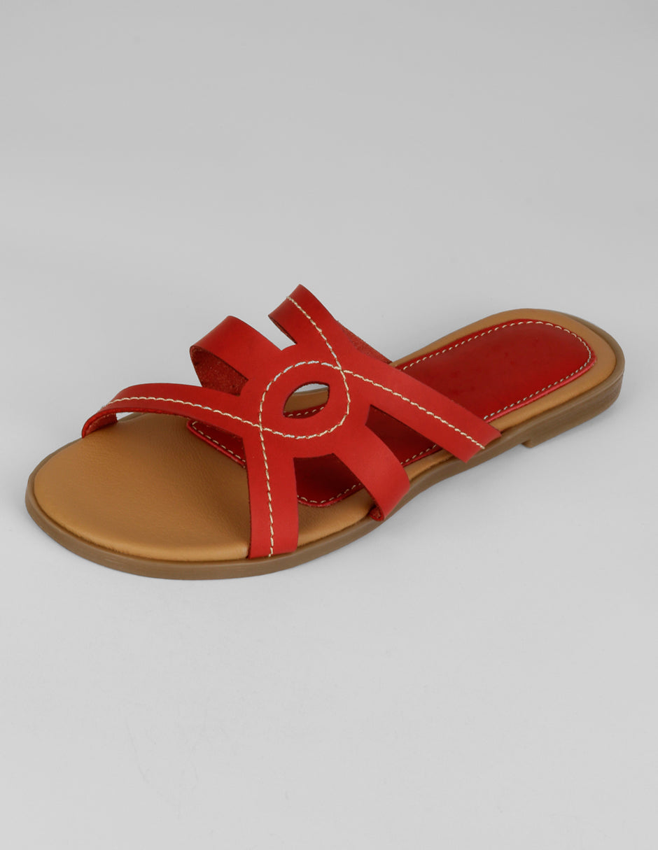 Sandalias de piso Soft en Piel vegana – Rojo