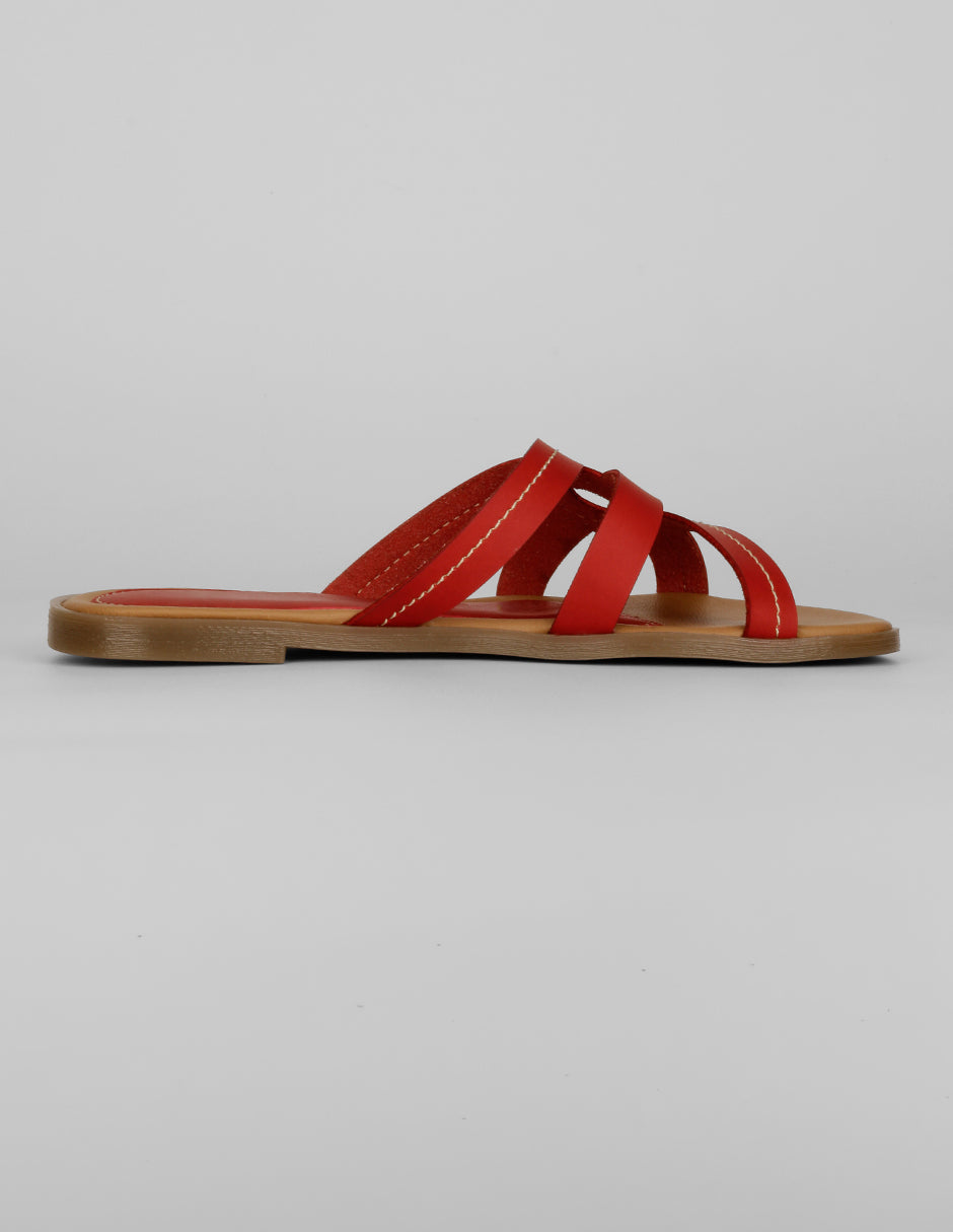 Sandalias de piso Soft en Piel vegana – Rojo