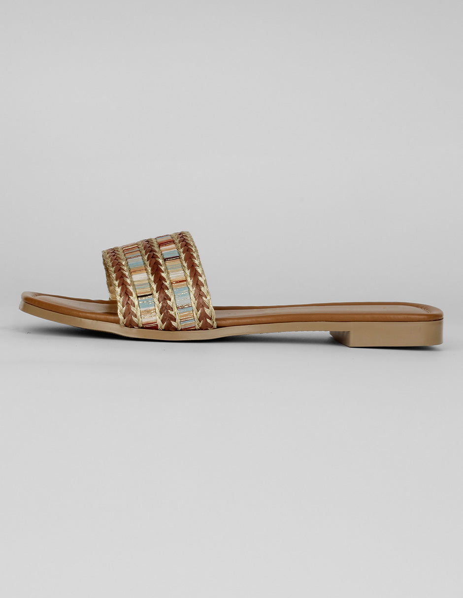 Sandalias de piso Exterior Sintético Color Café Para Mujer De RBBASICS