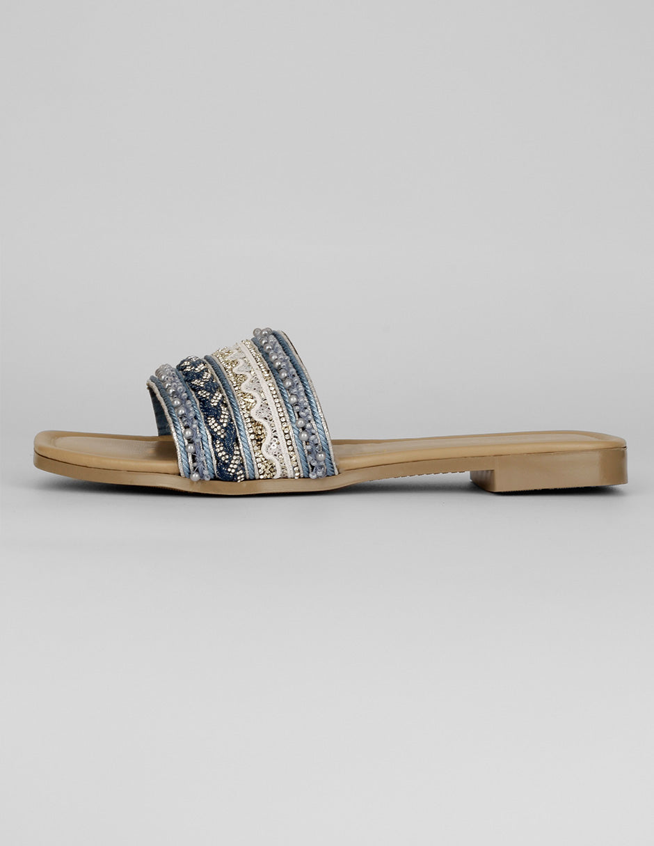 Sandalias de piso Exterior Sintético Color Azul Para Mujer De RBBASICS