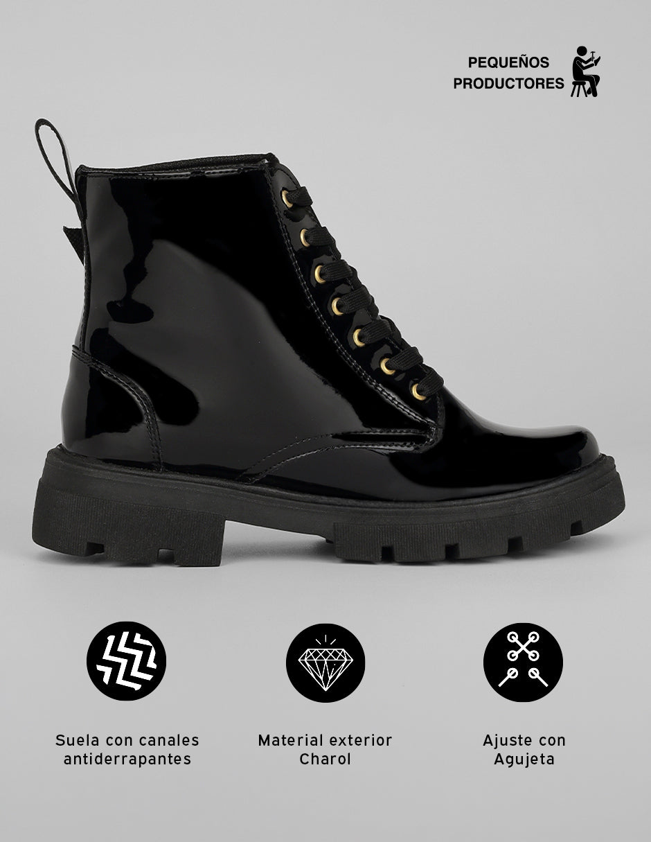 Botas casuales Bike en Charol – Negro