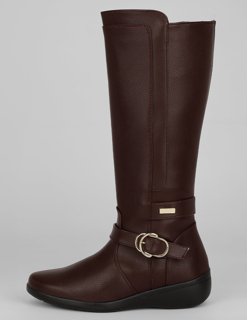 Botas altas Exterior Piel vegana Color Vino Para Mujer De RBCOLLECTION