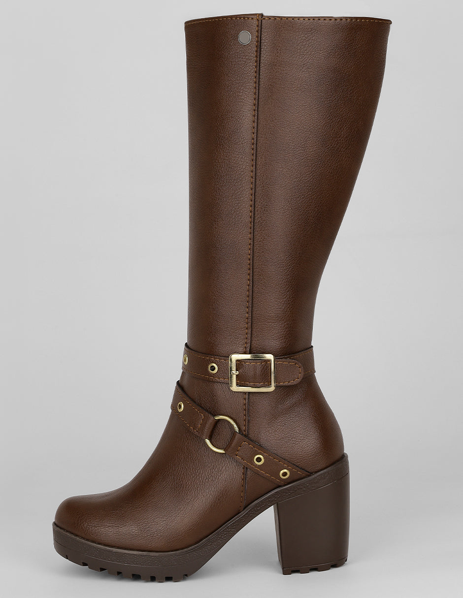 Botas altas Exterior Piel vegana Color Café Para Mujer De RBCOLLECTION