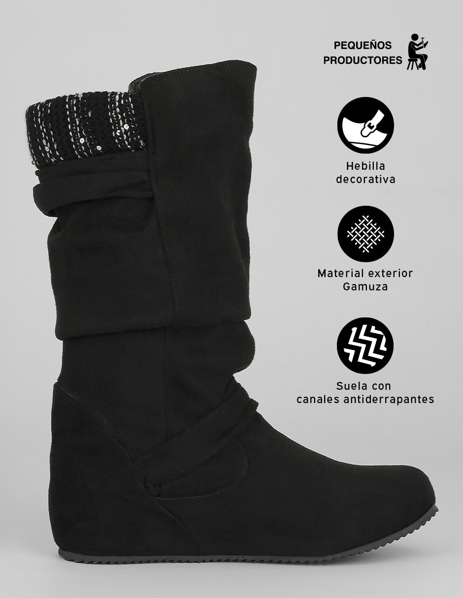 Botas altas Walk en Gamuza – Negro