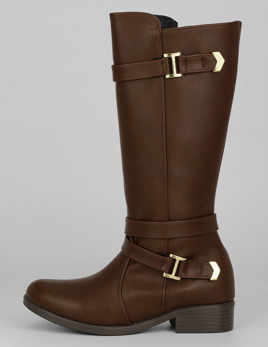 Botas altas Exterior Piel vegana Color Café Para Mujer De RBCOLLECTION
