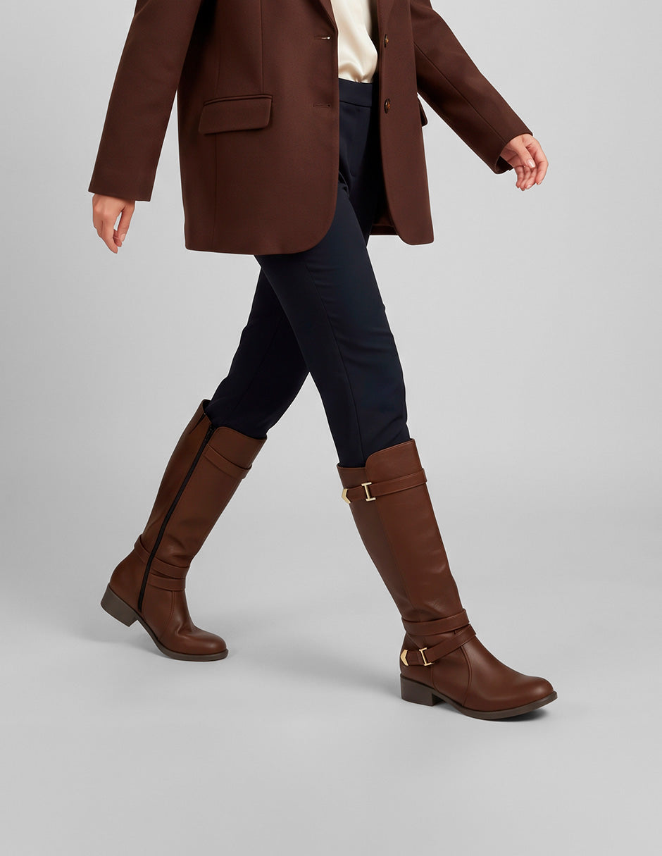 Botas altas Walk en Piel vegana – Café
