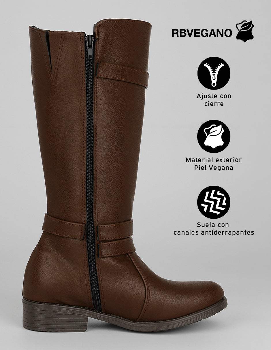 Botas altas Walk en Piel vegana – Café