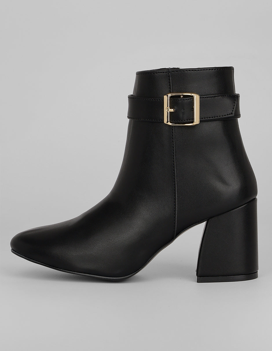 Botín con tacón Exterior Piel vegana Color Negro Para Mujer De RBCOLLECTION