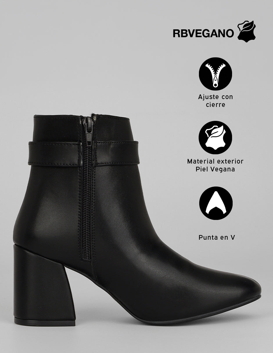 Botín con tacón Aurora en Piel vegana – Negro
