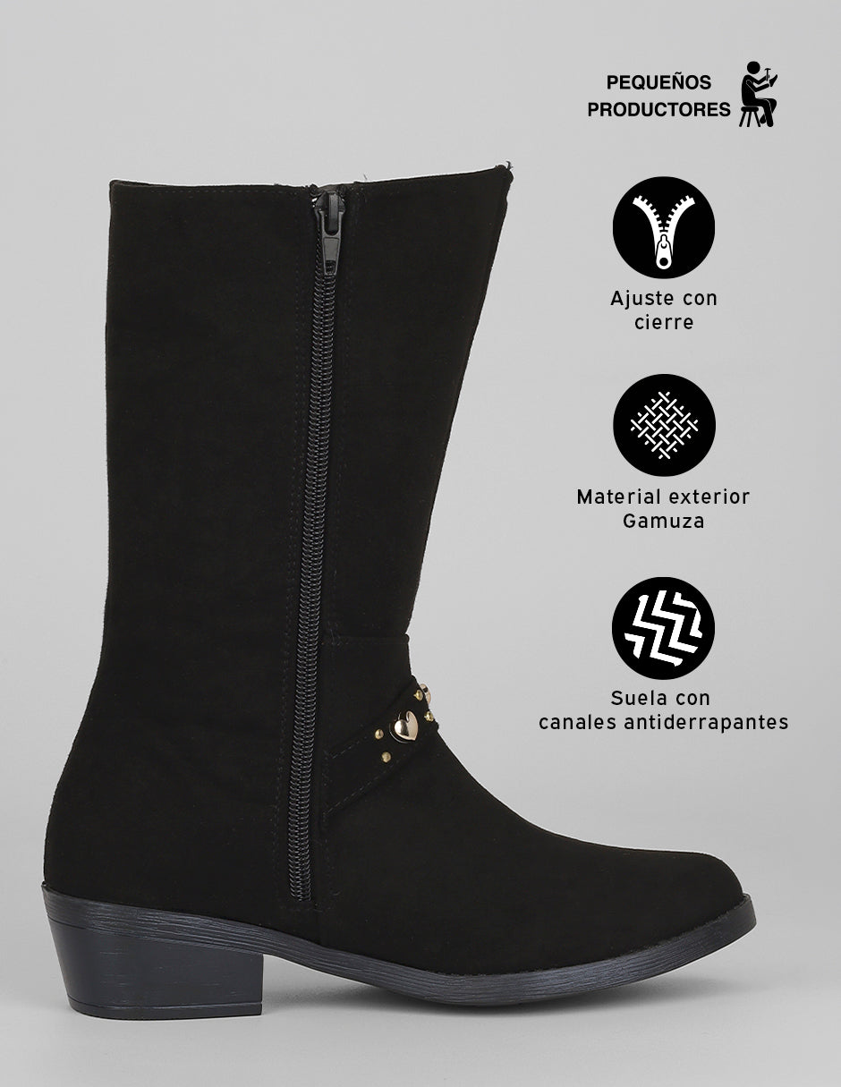 Botas altas Walk en Gamuza – Negro