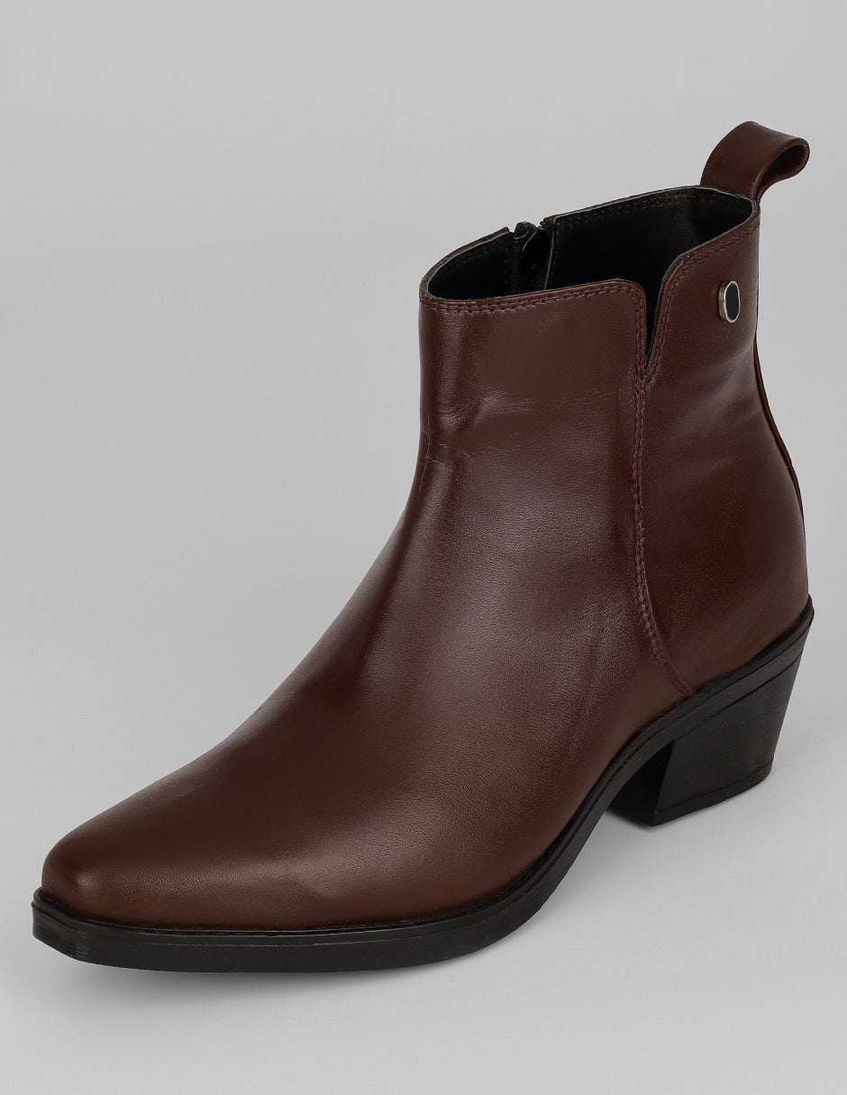Botín con tacón West en Piel vegana – Rojo