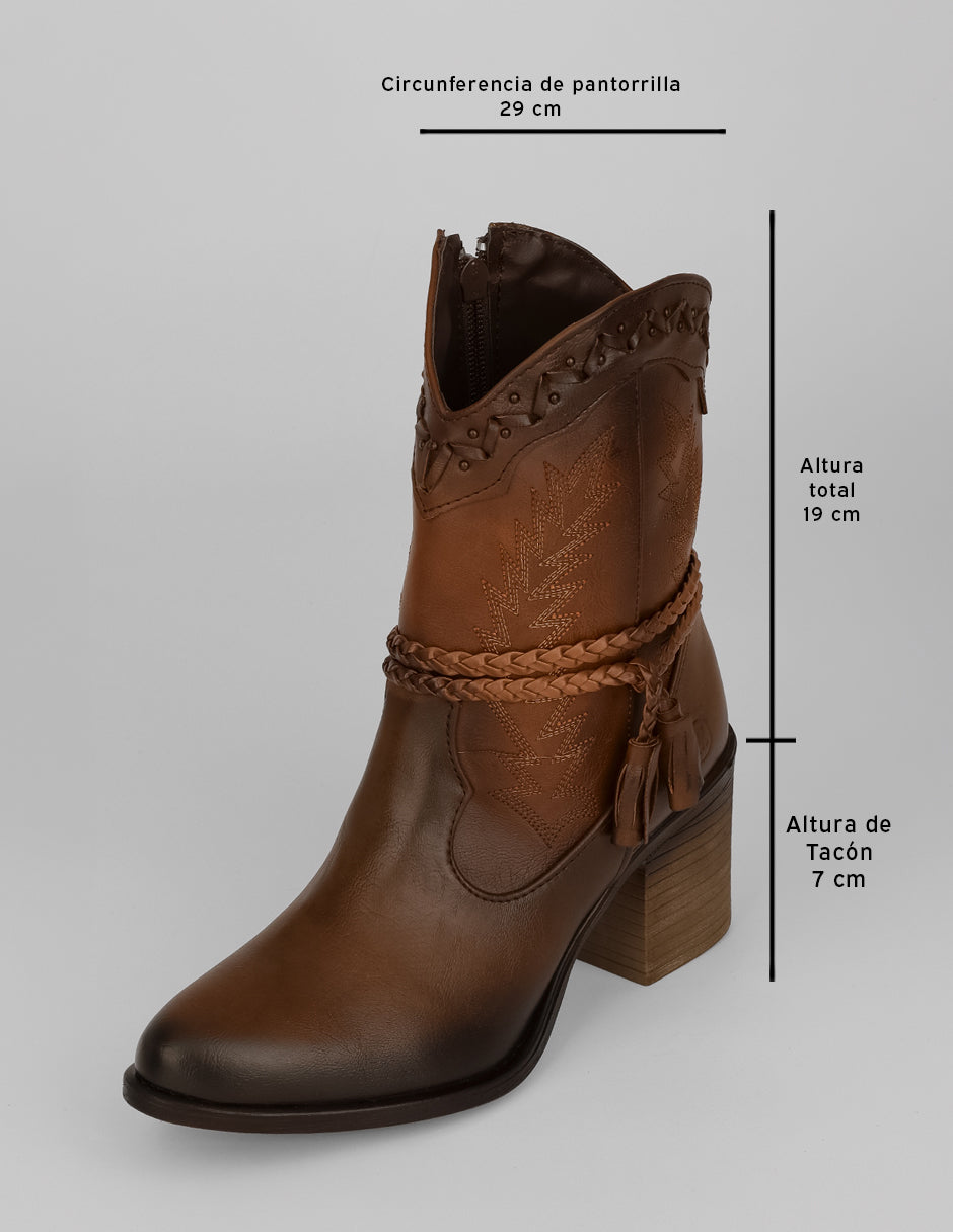 Botas tipo western West en Piel vegana – Café