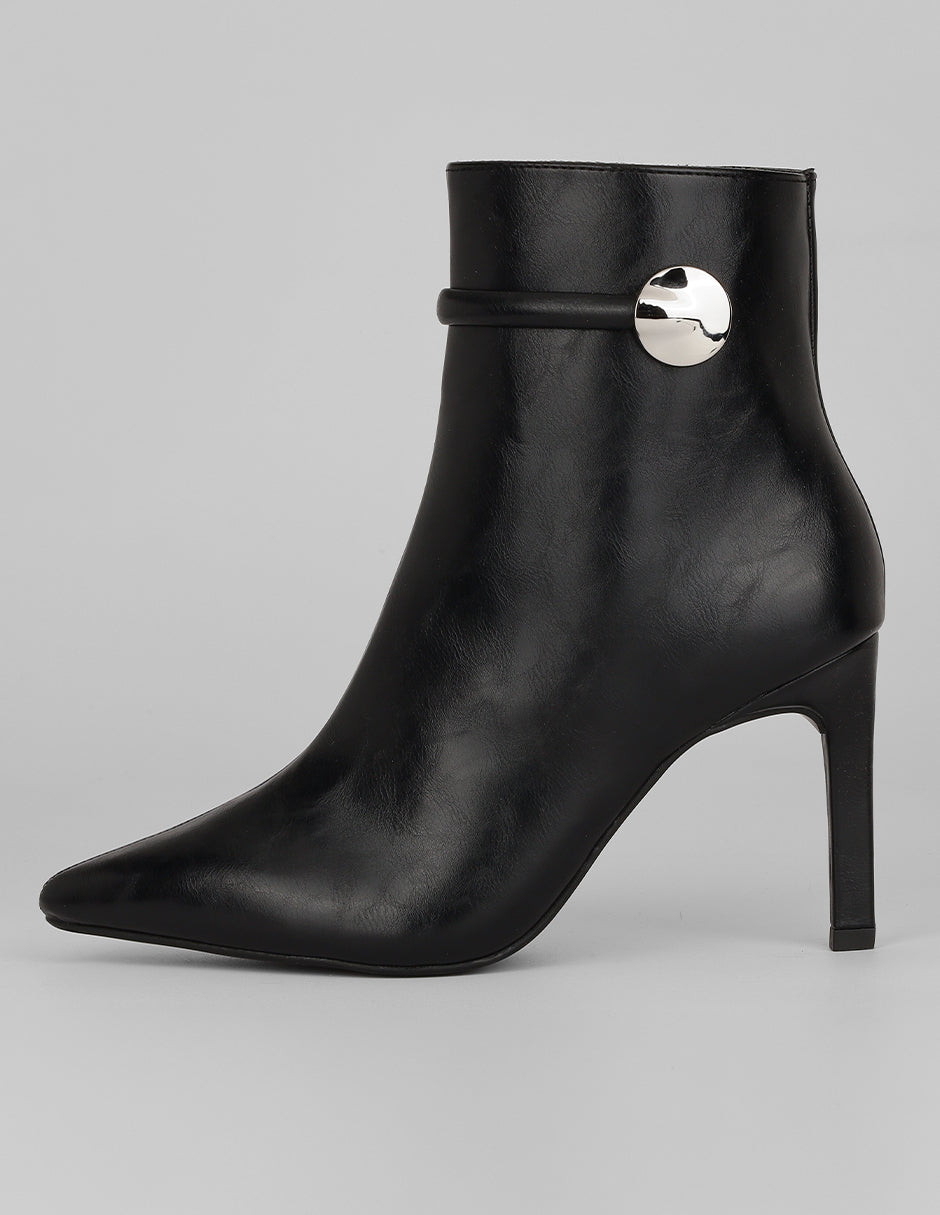 Botín con tacón Exterior Piel vegana Color Negro Para Mujer De RBCOLLECTION