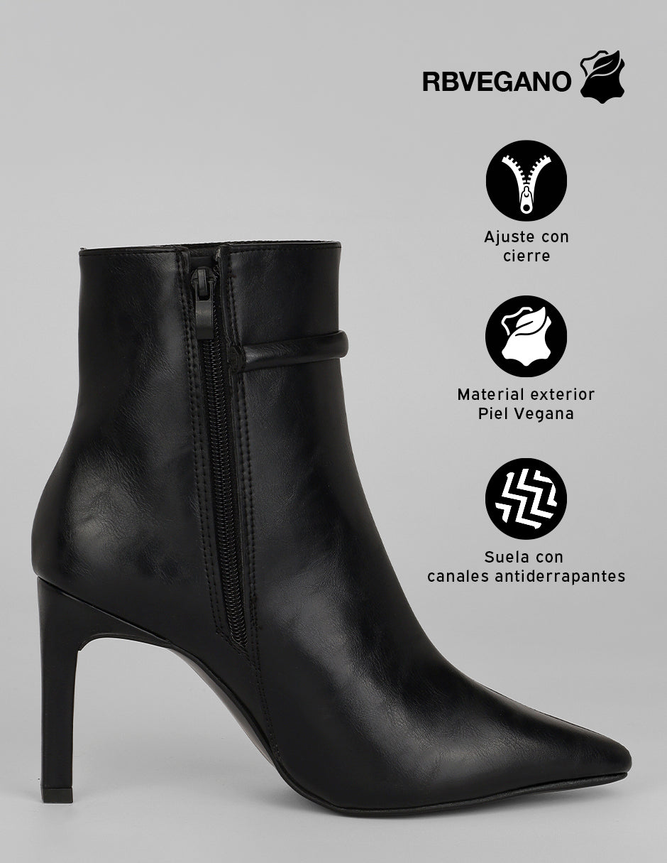Botín con tacón Zhara en Piel vegana – Negro