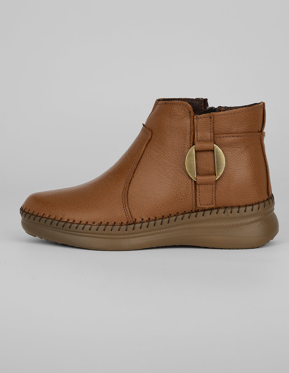 Botín con cuña Exterior Piel Color Camel Para Mujer De RBCOLLECTION