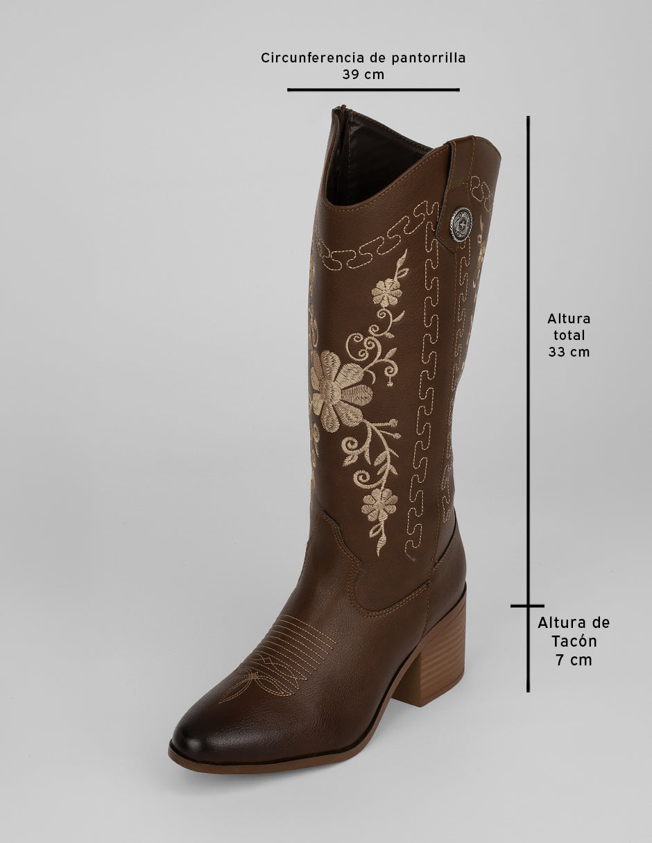 Botas tipo western West en Piel vegana – Café