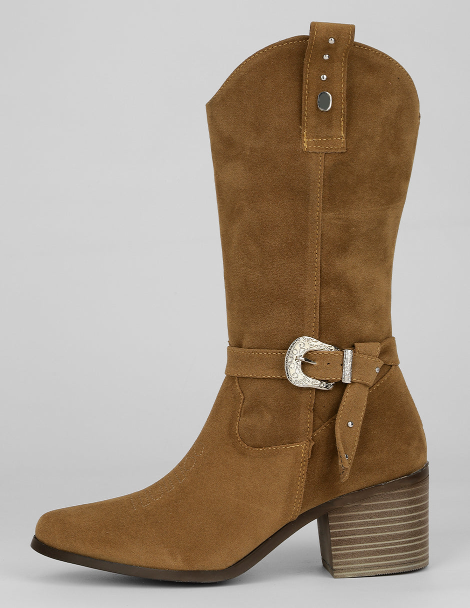 Botas tipo western Exterior Textil Color Camel Para Mujer De RBCOLLECTION