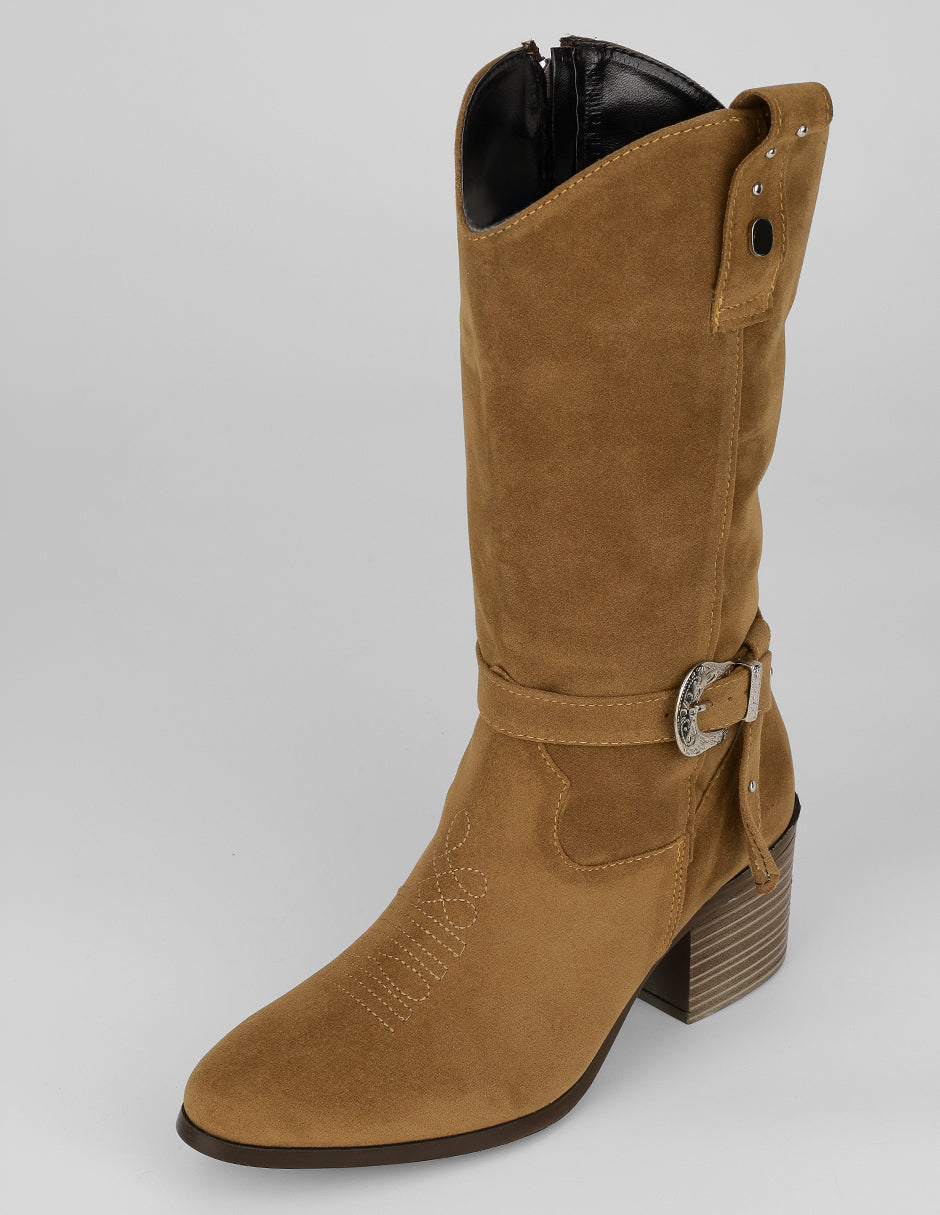 Botas tipo western West en Textil – Café