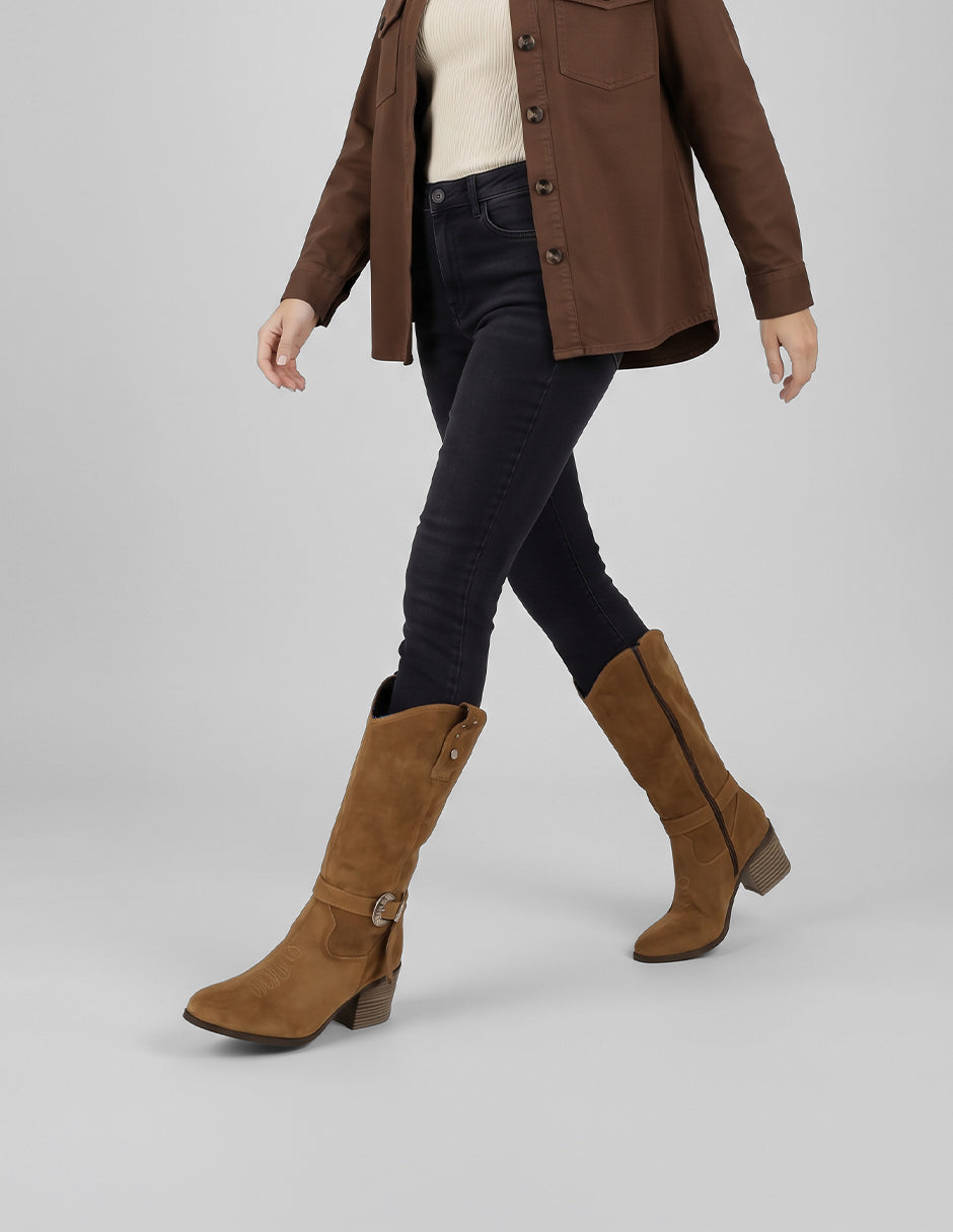 Botas tipo western West en Textil – Café