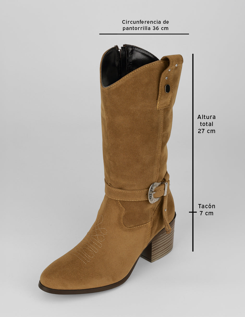 Botas tipo western West en Textil – Café
