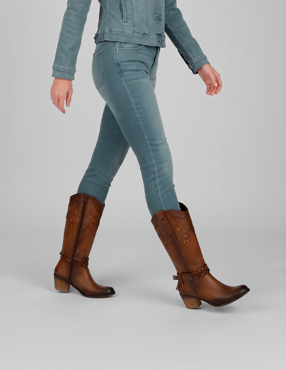 Botas tipo western West en Piel vegana – Café