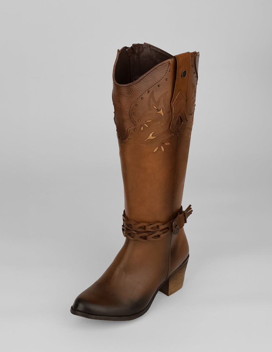 Botas tipo western West en Piel vegana – Café