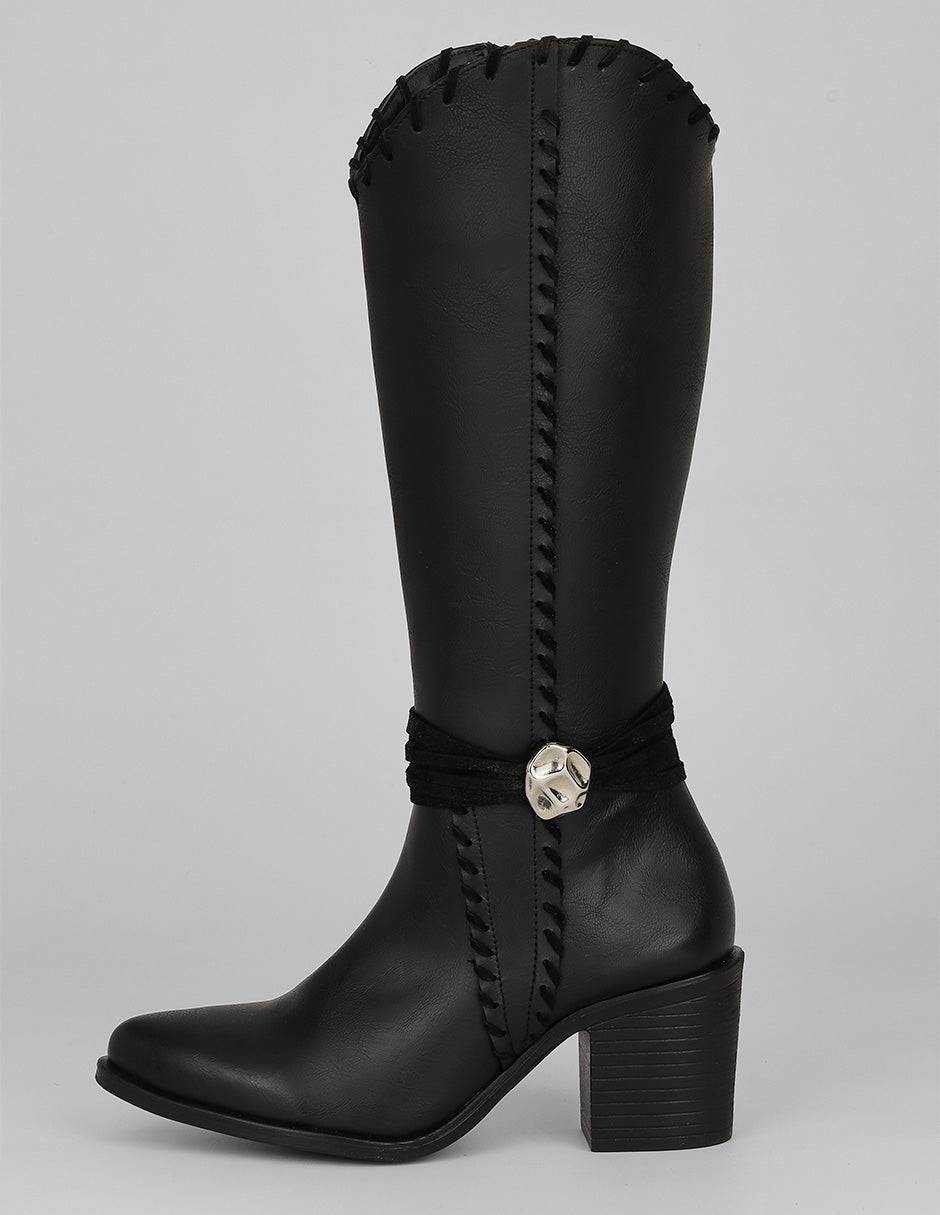 Botas tipo western Exterior Piel vegana Color Negro Para Mujer De RBCOLLECTION