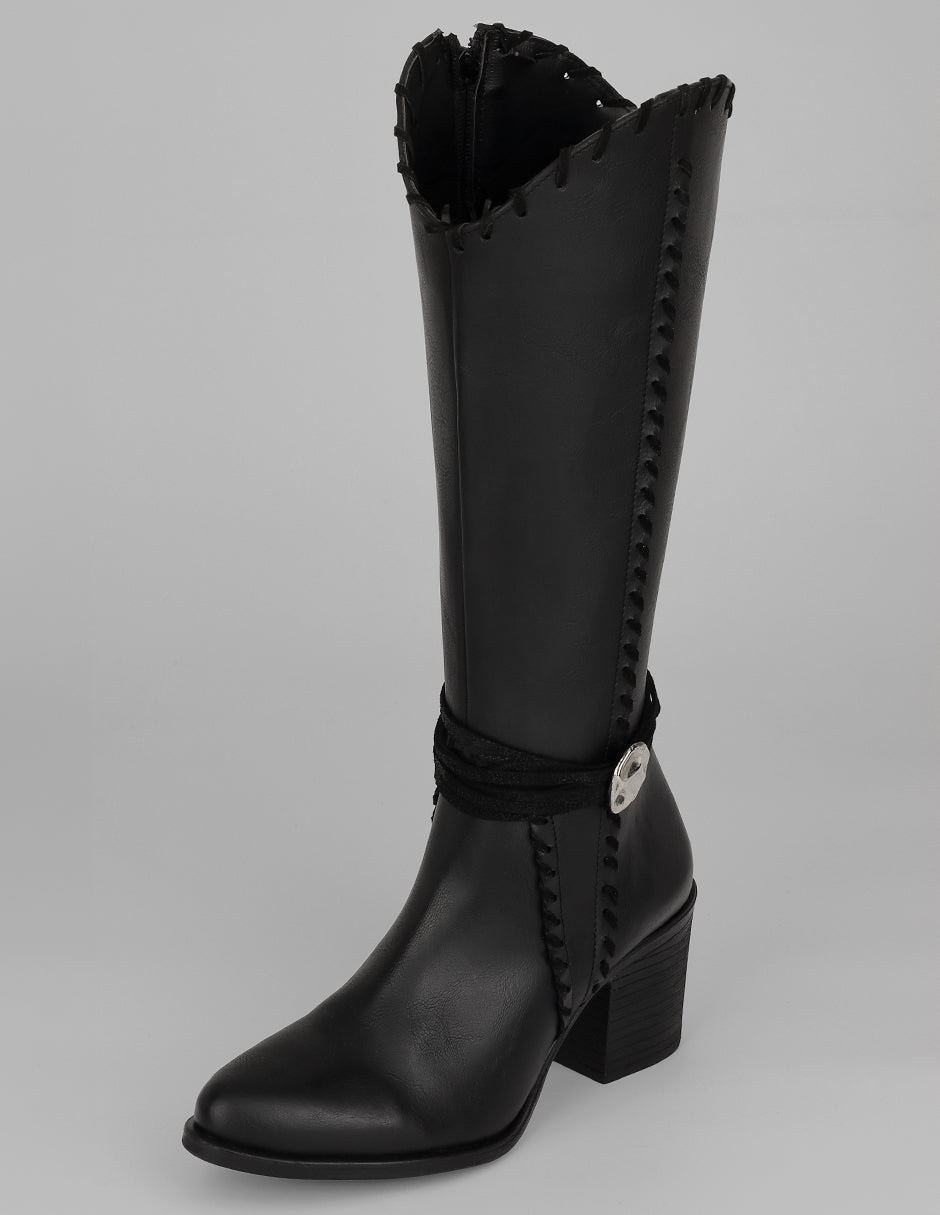 Botas tipo western West en Piel vegana – Negro