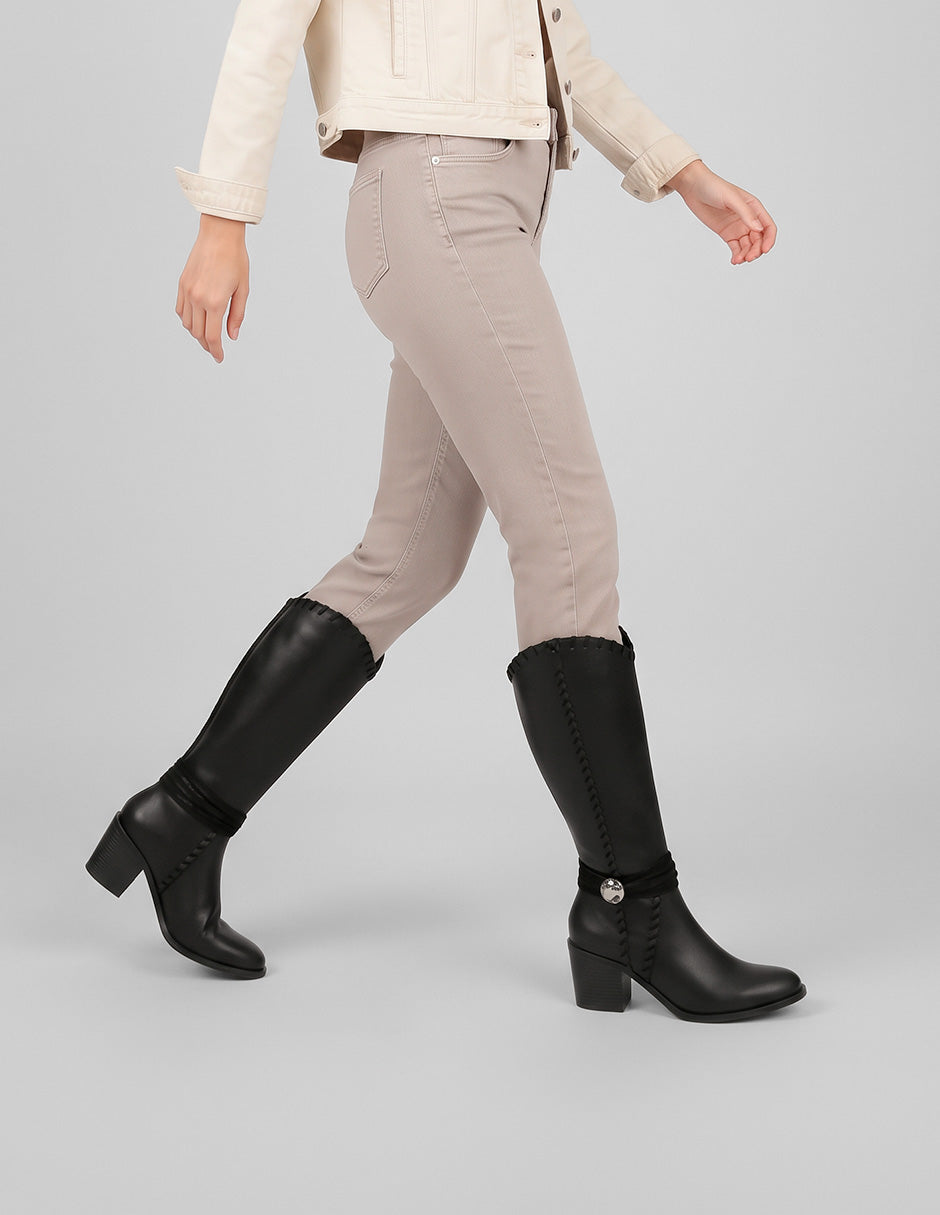 Botas tipo western West en Piel vegana – Negro