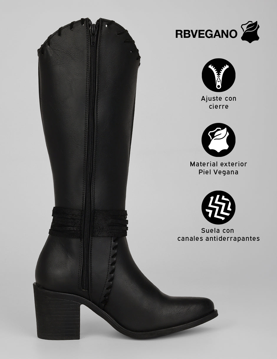 Botas tipo western West en Piel vegana – Negro