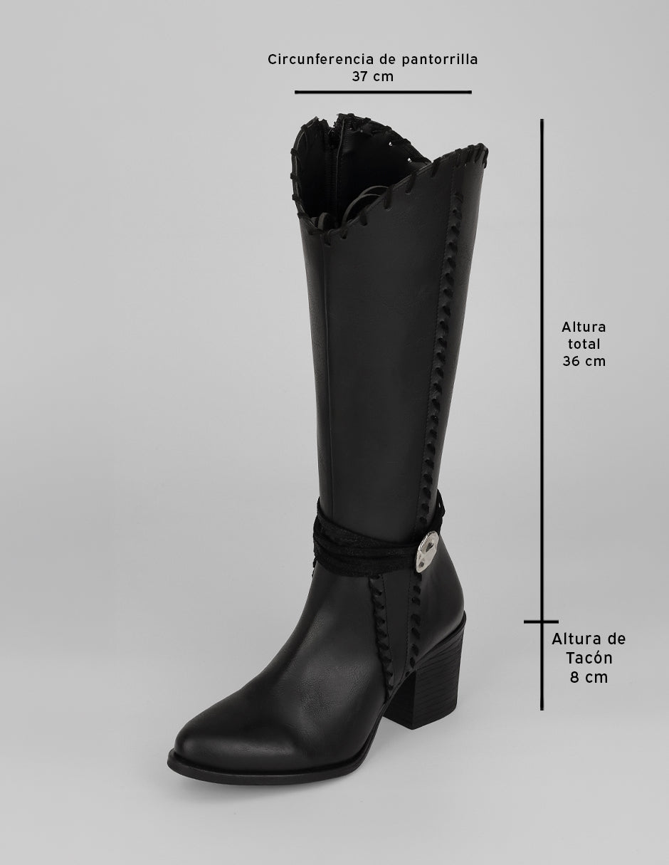 Botas tipo western West en Piel vegana – Negro