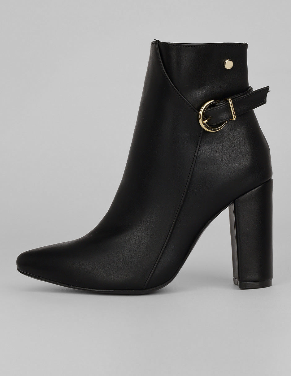 Botín con tacón Exterior Piel vegana Color Negro Para Mujer De RBCOLLECTION