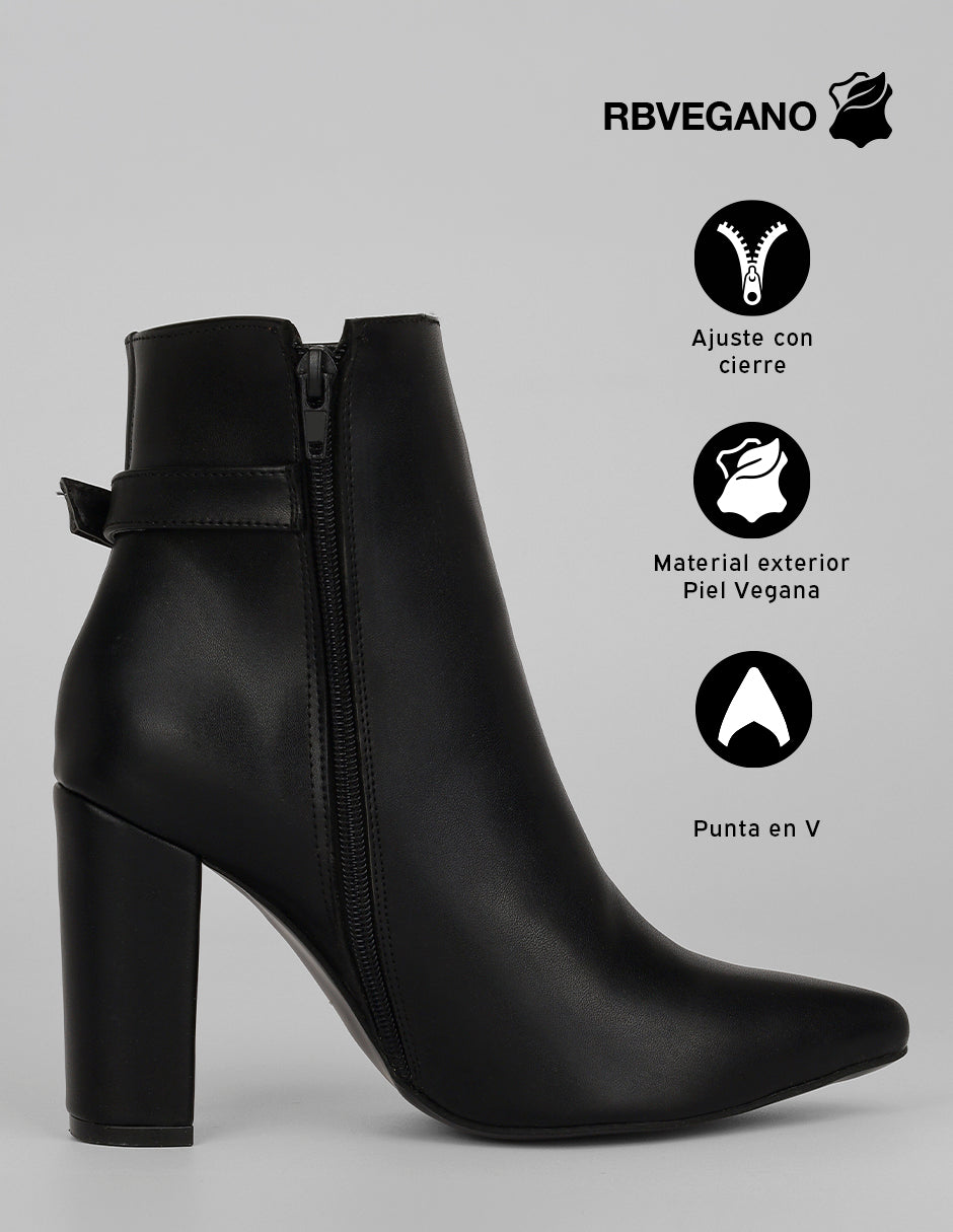 Botín con tacón Aurora en Piel vegana – Negro