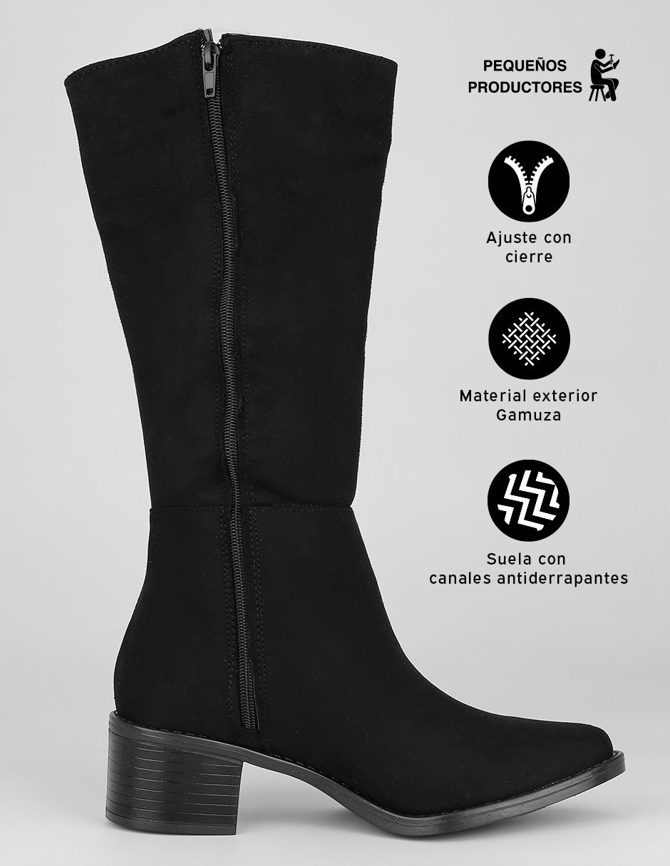Botas altas Walk en Gamuza – Negro