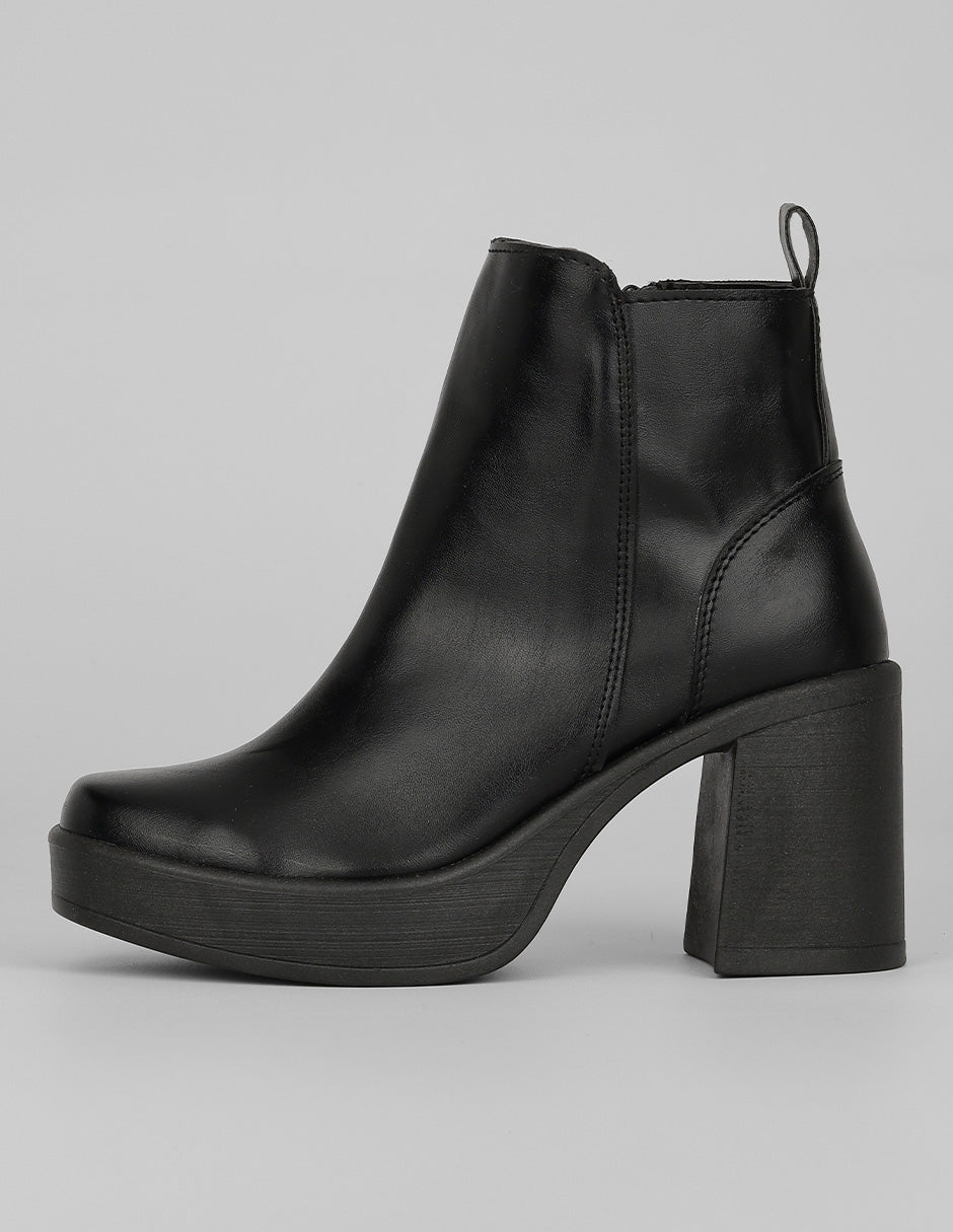 Botín con tacón Exterior Piel vegana Color Negro Para Mujer De RBCOLLECTION