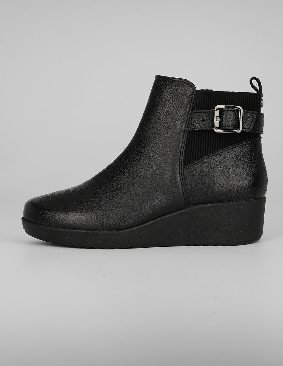 Botín con cuña Exterior Piel Color Negro Para Mujer De RBCOLLECTION