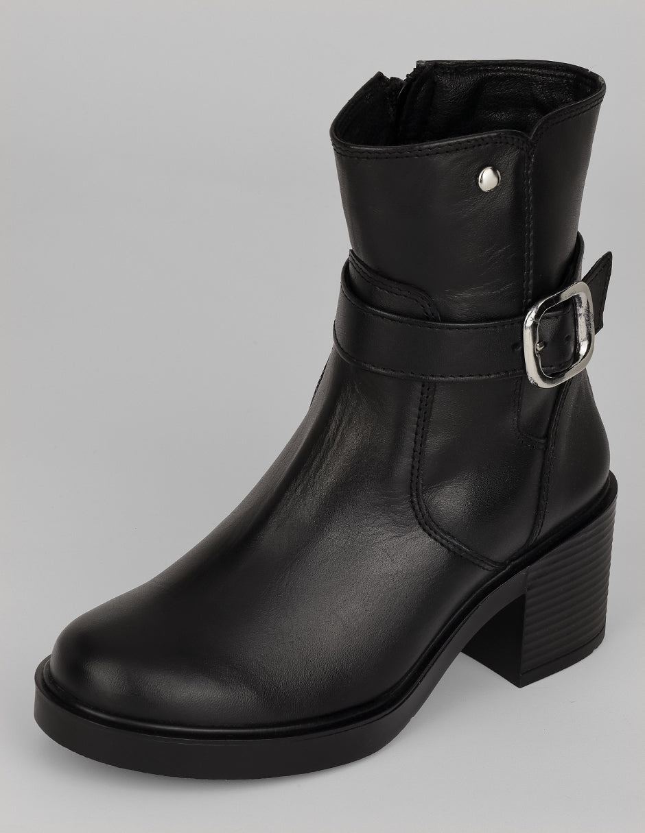 Botín con tacón Hand made en Piel – Negro