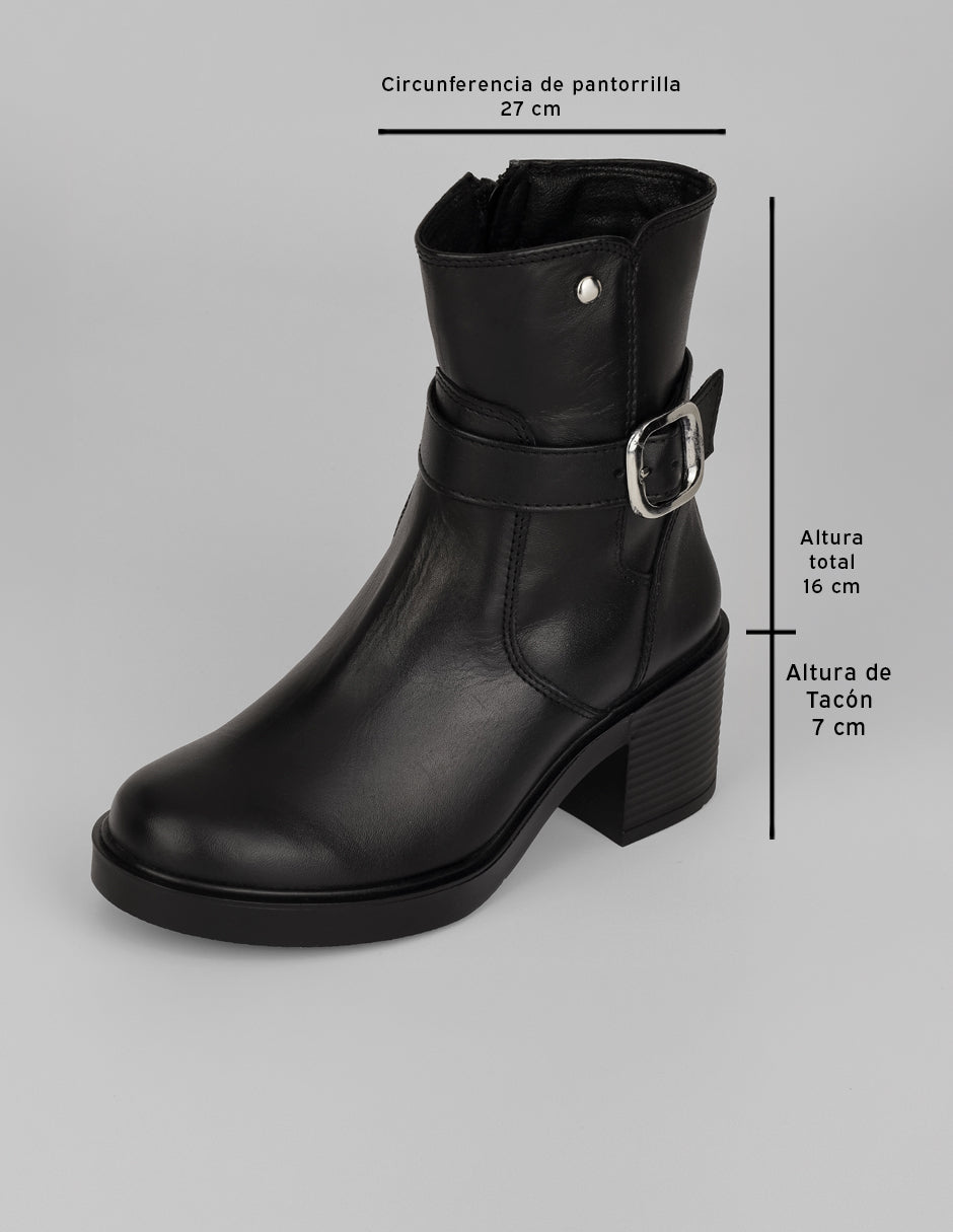 Botín con tacón Hand made en Piel – Negro