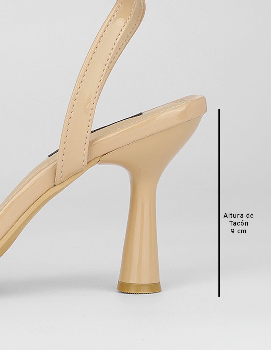Sandalia con tacón Ave en Charol – Beige