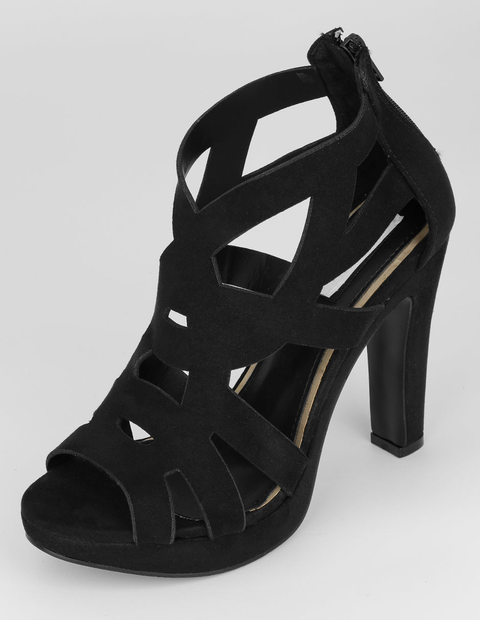 Sandalia con tacón Nevada en Textil – Negro