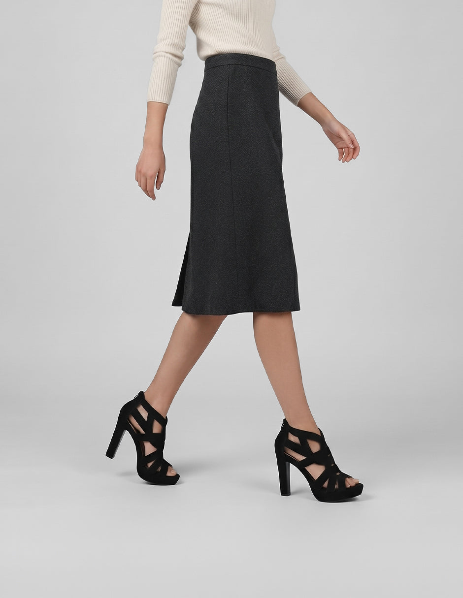 Sandalia con tacón Nevada en Textil – Negro